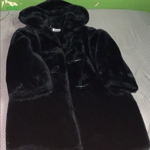 Faux Fur Black Button Up Coat